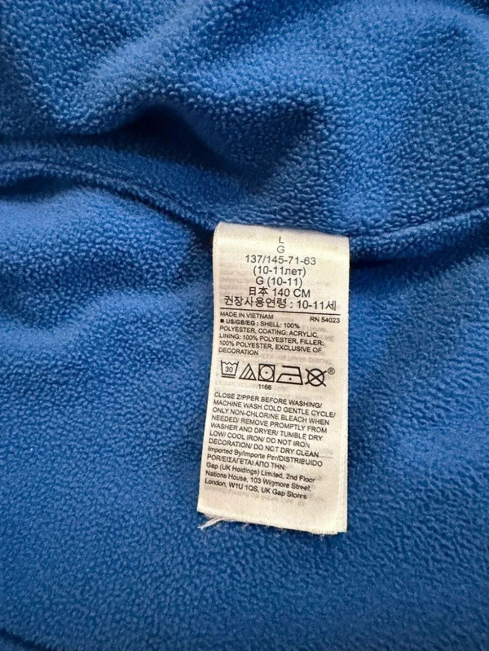 Boys Gap Kids Blue Hooded Puffer Jacket Size L